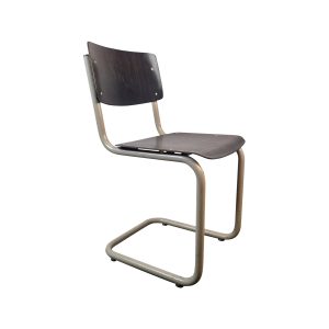 Super-Seat | The Vintage Gispen Retro Tube Frame Chair | Dunkles Holz, Metallrohrgestell, minimalistisch mit Vintage-Look |. | Catering Möbel