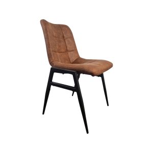 Super-Seat | Ein moderner Stuhl mit brauner Polsterung und schwarzem Metallgestell | Braun gepolsterter Sitz, abgestepptes Gitter, schwarze Metallbeine. Schlankes Design. | Catering Möbel