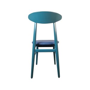 Super-Seat | Ein blauer Stuhl mit minimalistischem Design | Blauer Stuhl, runde Rückenlehne, vier Beine; kombiniert modernen und Retro-Charme; ideal für die Gastfreundschaft. | Catering Möbel