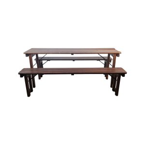 Super-Seat | Deluxe Biertafelsets | Houten latten & stevig metalen frame; tafel 180x50cm met 2 banken, ideaal voor buiten. | Horecameubilair