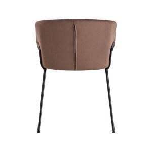 Super-Seat | Der Portland Designer Sessel Velours mokka | Fluwelen Mokka-Stühle mit glattem Haar und schlankem schwarzem Metalltopf. | Horecameubilair