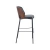 Super-Seat | New York Design Barstools | Structure en métal foncé, revêtement en cuir noir, panneau arrière en bois. Design minimaliste. | Mobilier de restauration