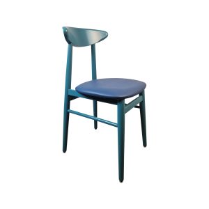 Super-Seat | Blue wooden chair | Blue retro North Sea wooden chair with curved back, rounded seat and tapered legs. | Hospitality Furniture