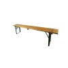 Super-Seat | Vintage bench in Beer Bench style | Wooden top with black metal legs, rustic wood grain, 200x25cm, some signs of use. | Hospitality Furniture