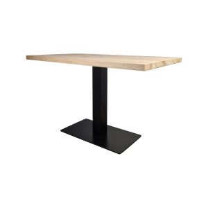 Super-Seat | Design middenpoot tafelonderstellen | Rechthoekige tafel met licht houten blad, zwart metalen onderstel. | Horecameubilair