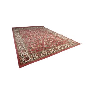 Super-Seat | Tapis vintage 220x160cm Scarlet Blossom | Tapis persan rouge avec motif floral, bordure beige, charme vintage. | Mobilier de restauration