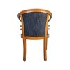 Super-Seat | Havana wooden arm chairs blue seat. | A wooden armchair with a light natural finish, chemical fabric, scratches on legs. | Hospitality Furniture