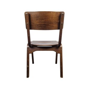 Super-Seat | Max vintage wooden hospitality chairs stackable | Braunes Holz, Metallbolzen, flache Rückenlehne, gebogener Sitz, gerade Beine. | Catering Möbel