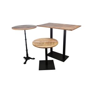 Super-Seat | The Colour the World Outlet Stand & Table Set of 3 incl. Base : trois tables en bois : base en métal noir, finition blanche. | Mobilier de restauration