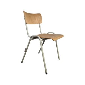 Super-Seat | De Jaxx vintage stapelbare houten schoolstoelen koppelbaar | Houten zitting en rugleuning, metalen frame, rubberen voeten |. | Horecameubilair