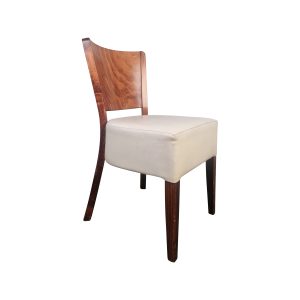 Super-Seat | The Lisa hospitality chairs wood white | Wooden design, curved back, white seat, four straight legs, polished wood. | Hospitality Furniture