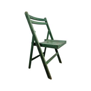 Super-Seat | De Verde Vintage Houten Klapstoel Grasgroen | Grasgroene houten klapstoel met vintage uitstraling en witte achtergrond. | Horecameubilair