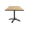 Super-Seat | Die Gastronomie-(Terrassen)tische Tivoli Teak 70x70cm | Rechtwinklige Tischplatte aus Teakholz mit Armlehnen und schwarzem Metallfuß. | Horecameubilair