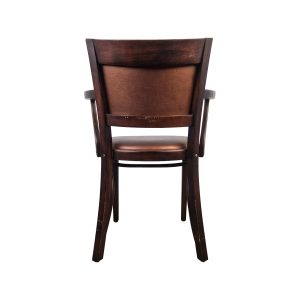 Super-Seat | The Wooden Huts hospitality chairs Verona skai | Dark brown wooden chair with Verona skai upholstery, curved back. | Hospitality Furniture