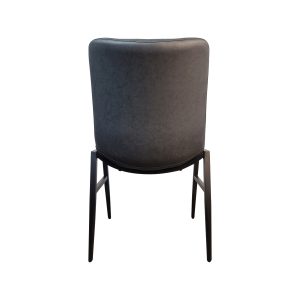 Super-Seat | The Houston horeca stapelstoelen zwart | Donkergrijze beklede stoel met afgeronde vloerkleed en zwarte metalen poten, stapelbaar. | Horecameubilair