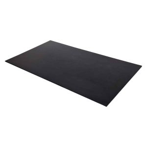 Super-Seat | Tapis en caoutchouc noir élégant | Tapis en caoutchouc rectangulaire noir avec surface heureuse, ombre, sur fond blanc. | Mobilier de restauration