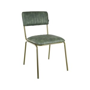 Super-Seat | Die Aviator Gastronomiestühle Goldgestell Vintage Grün | Vintage-grüner Stuhl, vertikale Stöcke, goldfarbener Metallrahmen, schlanker Metalltopf. | Horecameubilair