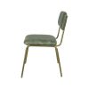 Super-Seat | Aviator horecastoelen | Vintage groen gestoffeerde zitting en tapijt met verticale stiknaden op een goud metalen frame. | Horecameubilair