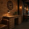 Vintage eikenhouten apothekersbureau met lades 228x70cm