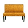 Super-Seat | Die Lisa Horeca Eetbank Bistro Velours Oker – 120 cm | Okergeel Velours, hohe Teppiche, vier schwarze Potenzen, aus Stahl gefertigt und aus Holz. | Horecameubilair