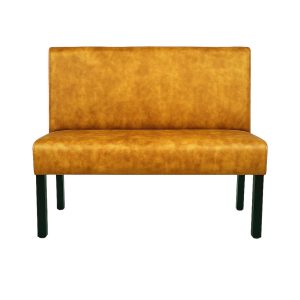 Super-Seat | Lisa horeca eetbank bistro velours oker - 120cm | Banquette en velours très solide avec des pots en métal noir, élégante et moderne. | Horecameubilair