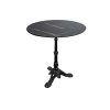Super-Seat | Tables pour la restauration mélaminé marbre noir rond 67cm avec piètement | Plateau rond, mélamine noir marmerlook, support métallique noir sierlijk. | Horecameubilair