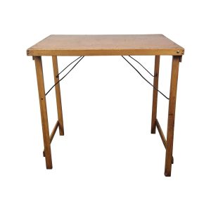 Super-Seat | Der Vintage industrielle Klappbare Klostertisch 78x60cm | Opvouwbare rechtwinklige Holztafel, braunes Blatt, schwarze Metallstangen, vier rechte Potenziometer. | Horecameubilair