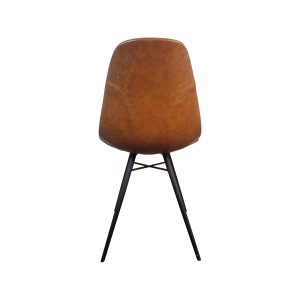 Super-Seat | Der Jimmi Bistrostühle Cognac Stuhl | Cognacblaues Leer, gebogene Kanten, schwarzes Metallrohr, leichte Griffe |. | Horecameubilair