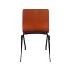 Super-Seat | The Car Katwijk Nederlandse stapelbare design stoel | Bruin houten rugleuning en zitting, zwarte metalen poten, modern Nederlands ontwerp. | Horecameubilair