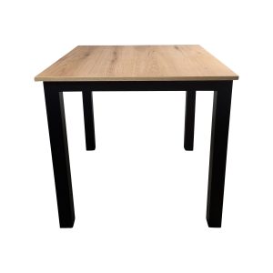 Super-Seat | Tables Empire pour la restauration mélamine chêne 80x80cm | Table carrée, plateau mélamine chêne clair, pieds métal noirs |. | Horecameubilair
