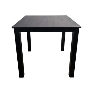 Super-Seat | A Tables Empire pour la restauration en mélamine noir 80x80cm | Tafel, zwart melamine blade, vierkant, donkere afwerking, metalen onderstel. | Horecameubilair
