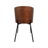 Super-Seat | Chaise design new-yorkaise en bois avec cuir noir et dossier incurvé | Dossier en cuir noir, assise et dossier en bois avec grain similaire, pieds en métal noir |. | Mobilier de restauration