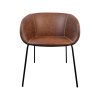 Super-Seat | The Portland designer armchairs cognac leather | Fauteuil en cuir cognac avec surpiqûres similaires, dossier rond et pieds en métal noir. | Mobilier de restauration