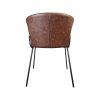 Super-Seat | The Portland designer armchairs cognac leather | Fauteuil en simili cuir marron avec assise incurvée et pieds en métal noir, couture au centre. | Mobilier de restauration