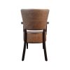 Super-Seat |Bruine retro stoel met armleuningen, houten poten, bruine stoffen bekleding, stijlvolle look. | Horecameubilair