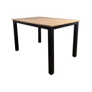 Super-Seat | The Empire Gastronomietische Eiche Melamin 120x80cm mit Gestell | Helles Melamin-Tischbrett aus Eichenholz, rechtwinklig, mit schwarzem Metalltopf. | Horecameubilair