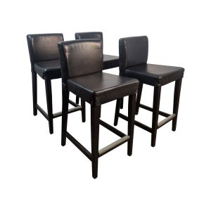 Super-Seat | The Lisa Island Barhocker vintage schwarz (4er Set) | Schwarzer Kunstledersitz, schwarze Holzbeine mit Fußstütze, quadratisches Design |. | Catering Möbel