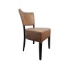 Super-Seat | The Lisa retro horeca stoelen bruin | Bruine leren stoel met gebogen vloerkleed, vier donkere houten poten, retro uitstraling. | Horecameubilair