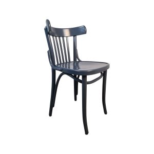 Super-Seat | The Ocean Thonet Vintage Holzstuhl mit Sprossen in grau-blau | Grau-blauer Holzstahl mit gebogener Rückenlehne und vertikaler Lattenrost |. | Horecameubilair