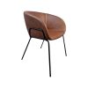 Super-Seat | The Portland designer armchairs cognac leather | Fauteuil en cuir cognac avec tapis incurvé, surpiqûres similaires, pieds en métal noir. | Mobilier de restauration