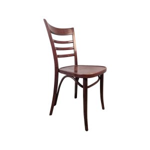 Super-Seat | De Tobias Thonet houten caféstoelen vintage bruin Vintage bruine houten stoel met gebogen rugleuning en drie horizontale latten. | Horecameubilair