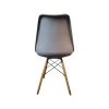 Super-Seat | The Eames Retro Design Schalensitze Grau Stuhl | Grijze kunststof zitschaal, houten poten, zwarte metalen steunen, Eames-stijl. | Horecameubilair