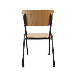 Super-Seat | The Campus vintage houten schoolstoelen stapelbaar | Licht hout met zwarte metalen poten, stapelbare schoolstoel, klassiek design. | Horecameubilair