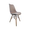 Super-Seat | The Eames Retro Design Schalensitze Grau | Lichtgrijze kunststof zitting, houten poten met zwarte metalen spijlen. | Horecameubilair