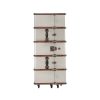 Super-Seat | The Authentic Models 'Pop up' bar in koffer wit | Wit houten koffer met metalen scharnieren, leren grepen en bruine banden; vintage uitstraling. | Horecameubilair
