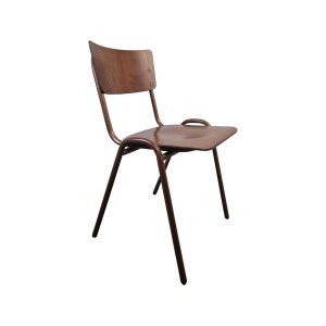 Super-Seat | The Rocco retro houten schoolstoelen donkerbruin | Donkerbruine houten stoel met gebogen zitting/leer, metalen poten, retro schoolstijl. | Horecameubilair
